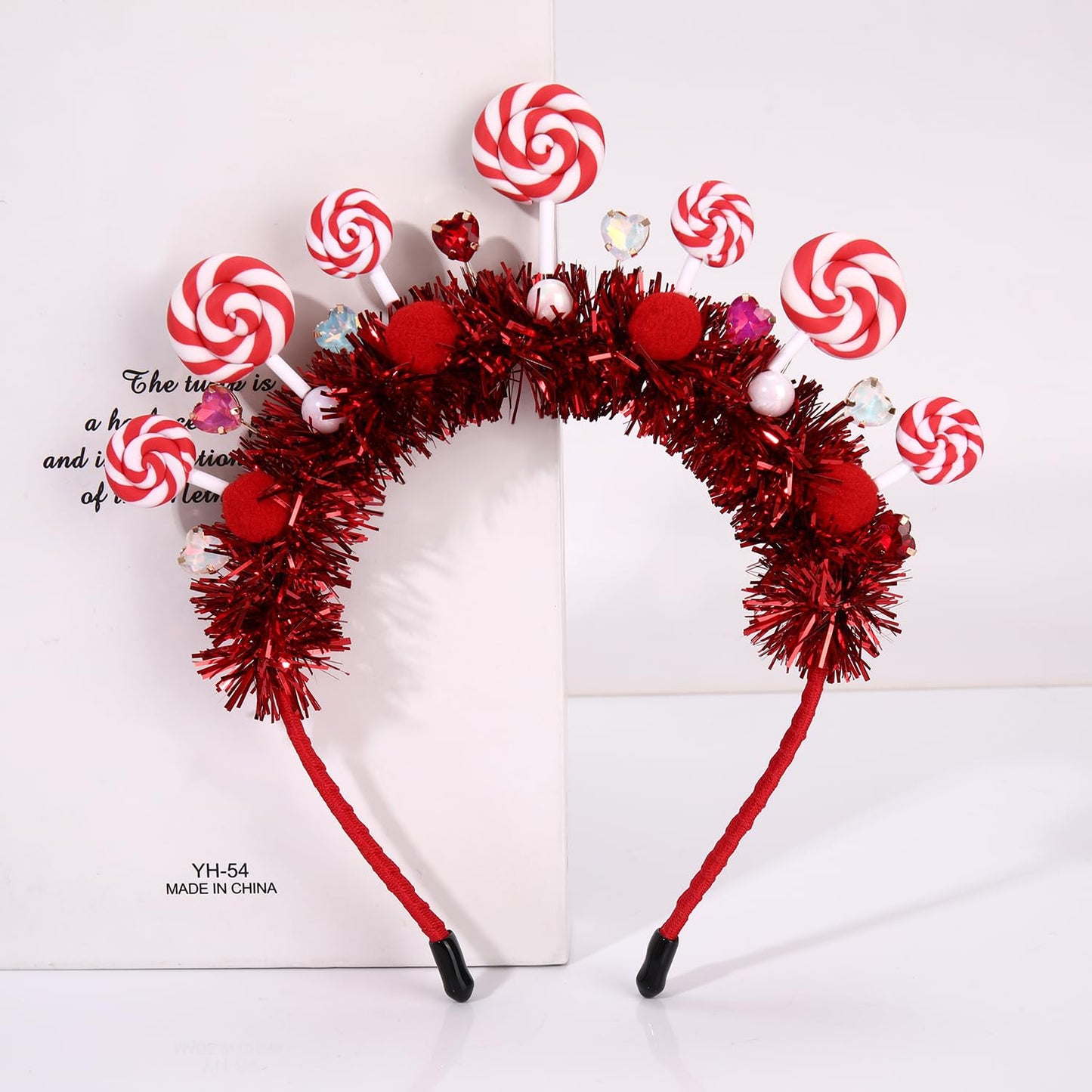 NVENF Candy Headband for Women Red Pink Candy Cane Christmas Headbands Kawaii Lollipop Headbands Candy Themed Party Favors Halloween Costume Holiday Christmas Outfits Birthday Gifts (Pattern C)