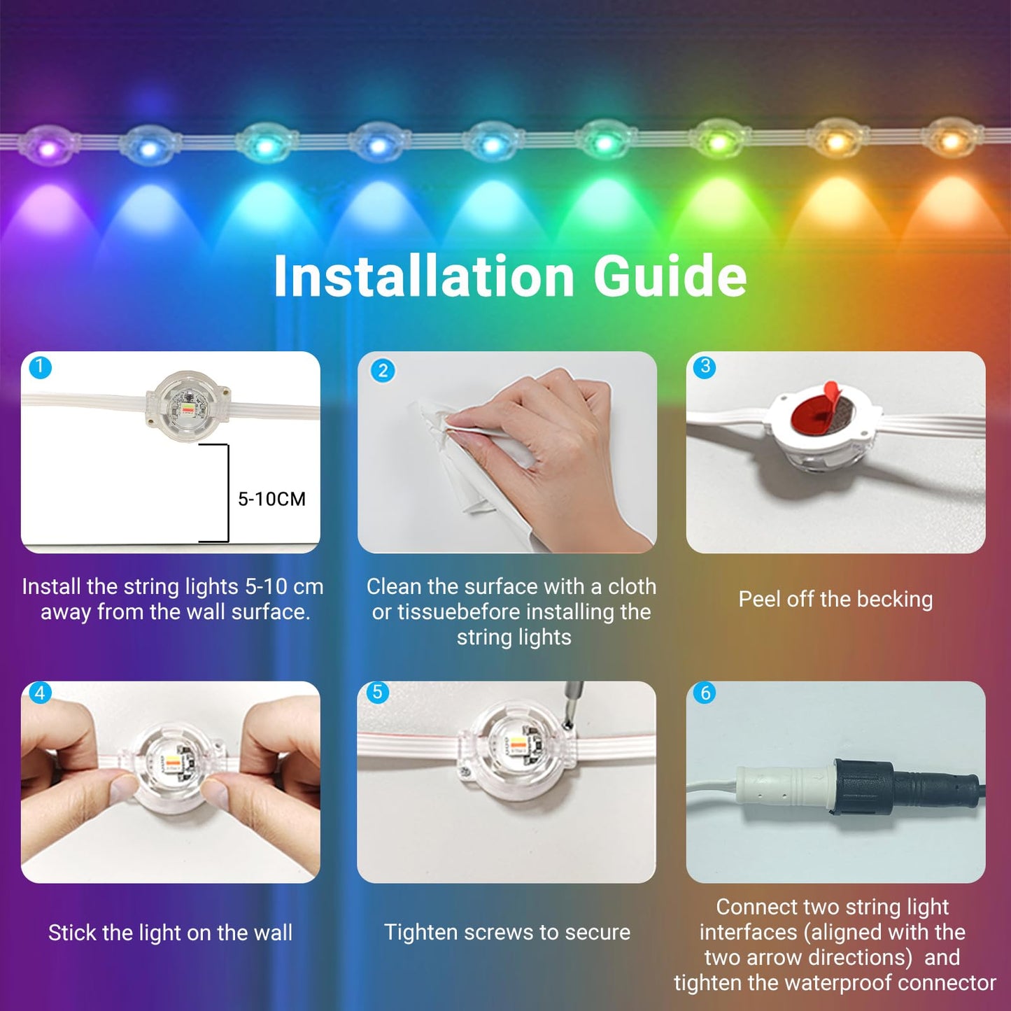 Permanent Outdoor Lights, Smart Outdoor String Lights with DIY Scene Modes, 100FT with 50 LEDs, IP67 Waterproof for Christmas, Halloween, Garden Decor, Party, Roof, Daily and Accent Lighting (100FT)