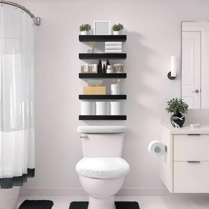 Sorbus Floating Shelves for Wall – 16 Inch Floating Shelf for Kitchen, Bedroom, Living Room, Bathroom, Home & Wall Decor - Mounted Bathroom Shelves with Invisible Brackets (Black, 2 Pack)