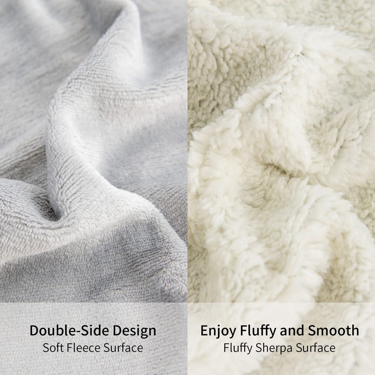 Good Nite Throw Blanket 130x150cm Fleece Flannel Sherpa Soft Blankets Fluffy Reversible Microfiber for Bed Couch Sofa and Travel (Grey,Single)