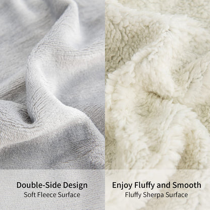 Good Nite Throw Blanket 130x150cm Fleece Flannel Sherpa Soft Blankets Fluffy Reversible Microfiber for Bed Couch Sofa and Travel (Grey,Single)