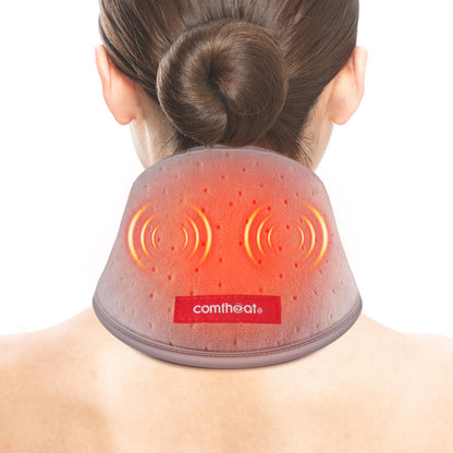 Portable Neck Heating Pad with Vibration Massage for Pain Relief, Rechargeable Heated Neck Wrap for Soreness Stiffness, 3 Heat Levels & Vibrations, Auto-Off, 3000mAh Battery Included