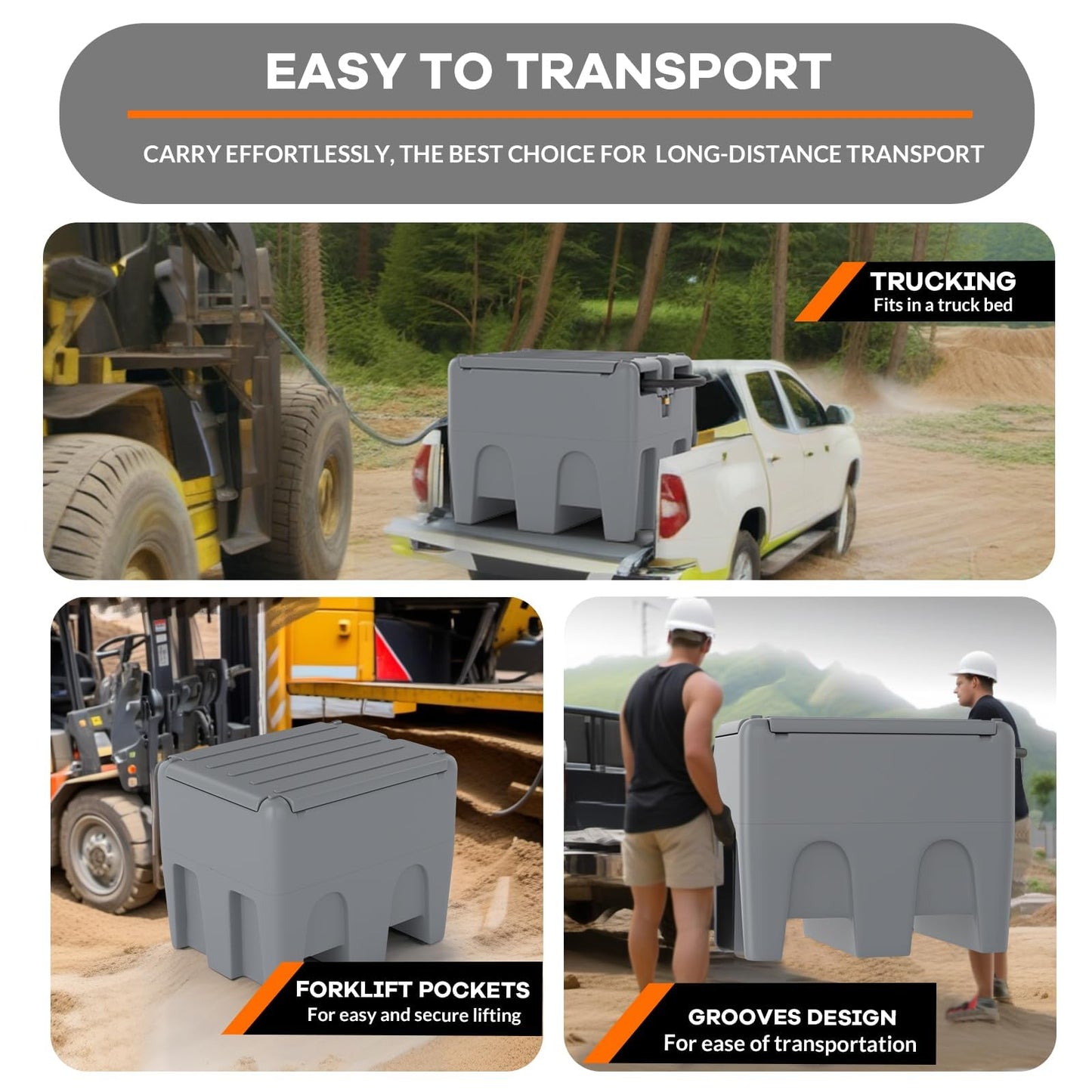 48 Gallon Portable Fuel Transfer Tank with 12V Electric Pump, 10GPM Flow, 13Ft Hose & Auto Nozzle – Diesel Transfer Tank for Trucks, Tractors, Boats, Generators – Gray
