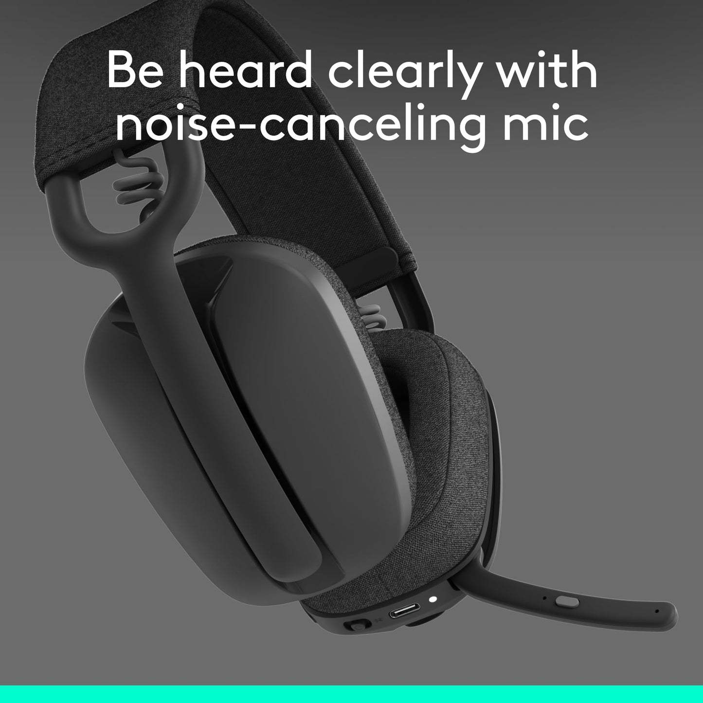 Logitech Zone Vibe 100 Lightweight Wireless Over Ear Headphones with Noise Canceling Microphone, Advanced Multipoint Bluetooth Headset, Works with Teams, Google Meet, Zoom, Mac/PC - Graphite