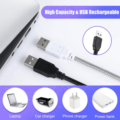 Mudder 2 Pieces USB LED Light for Laptop Keyboard Light Gooseneck Computer Lamp Flexible Stick Dimmable LED Lamp Touch Switch for Reading Book(Black, Silver)