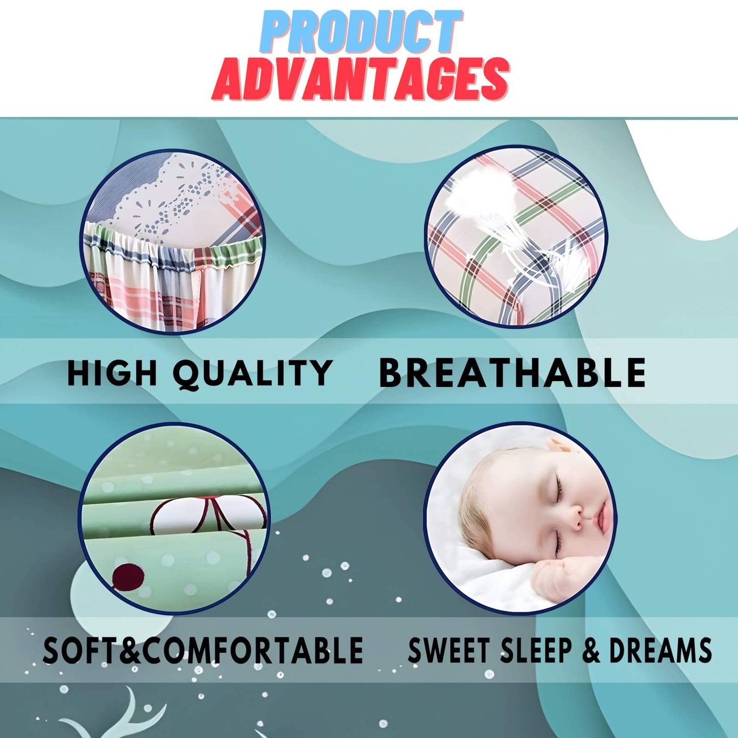 NOGAWA Abstract Sheets Full Size, Modern Art Bed Sheets, Patterned Bedding Sheets & Pillowcases 4 Piece Set - Soft Microfiber Deep Pocket Fitted Sheet & Flat Sheet & 2 Pillow Cases