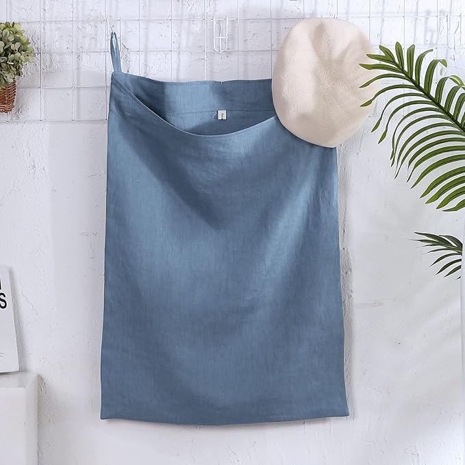Amazhiyu Pure Linen Over The Door Laundry Hanging Hamper Bag