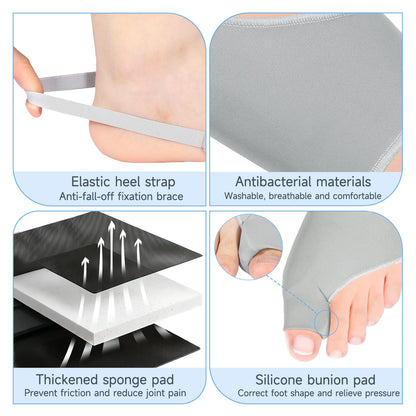 Posturace 2PCS Bunion Corrector for Women & Men Big Toe, Big Toe Separators, Hammer Toe Straightener, Bunion Pads with Spacers, Hallux Valgus Pain Relief, Comfortable & Breathable for Day/Night