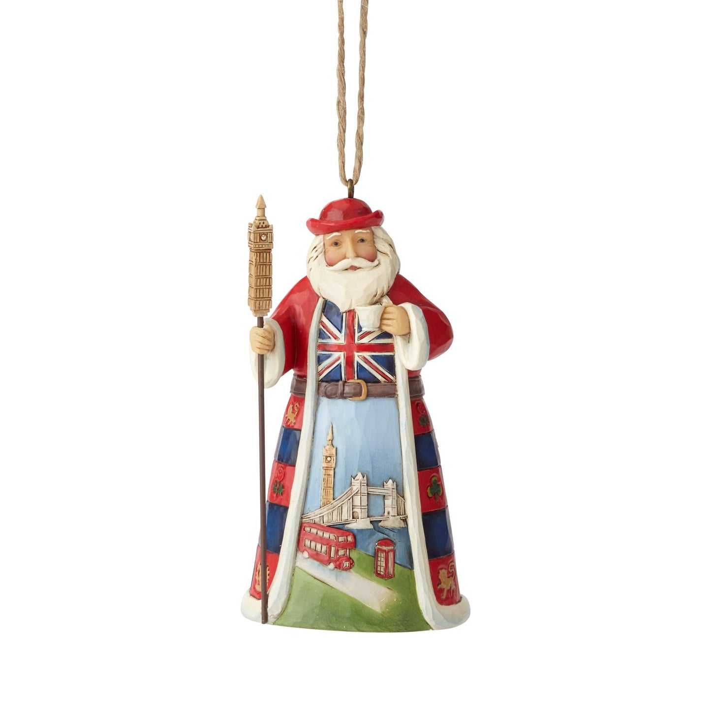 Enesco Jim Shore Heartwood Creek British Santa Hanging Ornament, 4.5", Multicolor for Christmas