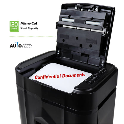 Aurora AU120MA 120-Sheet Auto Feed High Security Micro-Cut Paper Shredder / 30 Minutes (Black)