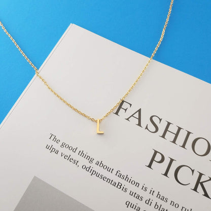 MOMOL Tiny Initial Necklace 18K Gold Plated Small Letter L Necklace Personalized Name Necklace for Women