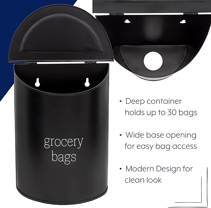 AuldHome Design Enamelware Grocery Bag Holder; Wall-Mounted Modern Farmhouse