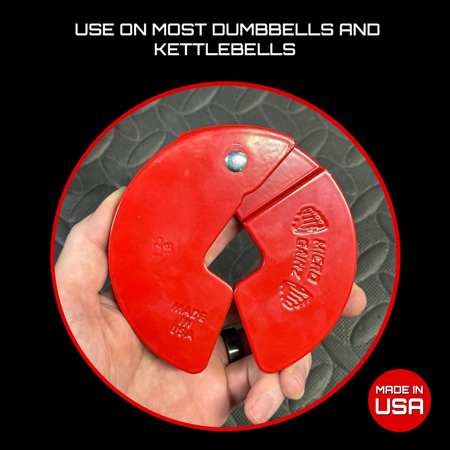 Micro Gainz Dumbbell Fractional 1.25lb Weight Plate, Ideal for Micro Loading, (Choose Color) 4 Piece Fractional Weight Plates, Designed for Dumbbell Training, Made In USA (Red)
