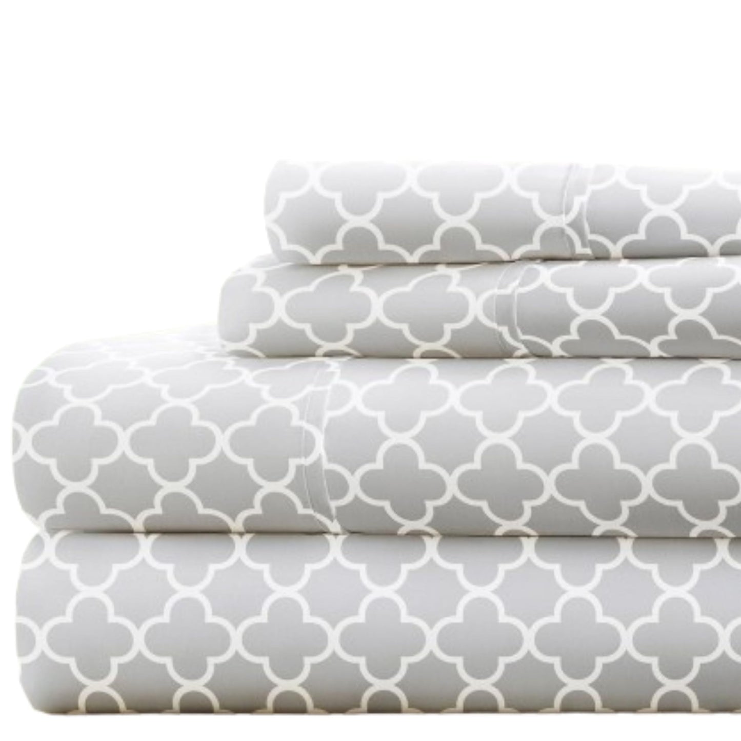 Linen Market 4 Piece Full Bedding Sheet Set (Gray Quatrefoil) - Sleep Better Than Ever with These Ultra-Soft & Cooling Bed Sheets for Your Full Size Bed - Deep Pocket Fits 16" Mattress