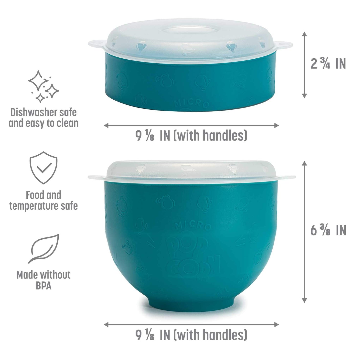 Goodful Silicone Popcorn Popper, Collapsible Hot Air Microwavable Popcorn Maker, Bowl Made without BPA, Teal