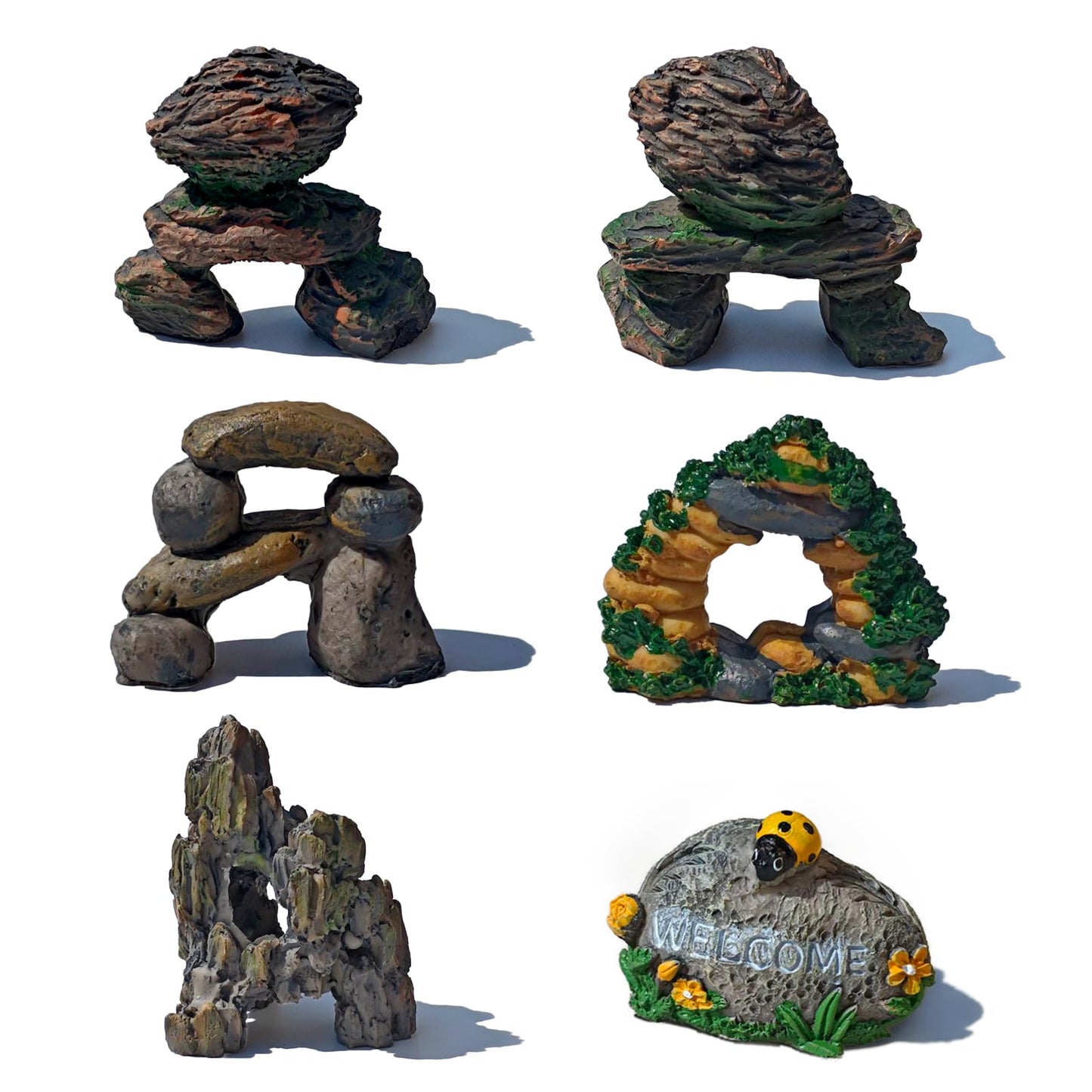 Kai Dream 6 Pcs Diorama Rocks Fake Rock Miniature Stone Rock Statue for Diorama Supplies Micro Train Landscape Railway Sand Table Miniature Models Fairy Garden Accessories