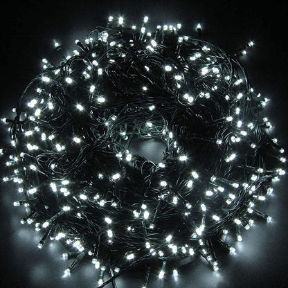 SHATCHI 1000 LEDs Fairy String Lights Cool White Indoor/Outdoor Christmas Tree/Home/Party/Wedding/Garden Decorations Green Cable 8 Modes Mains Powered Memory Auto Timer