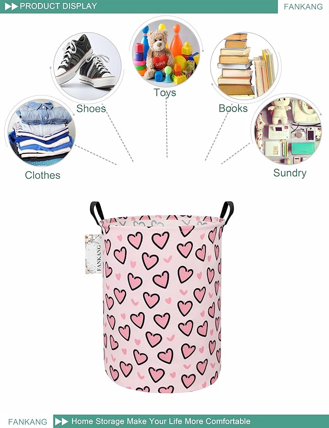 FANKANG Storage Basket, Nursery Hamper Canvas Laundry Basket Foldable