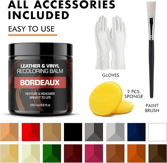 FORTIVO Leather Recoloring Balm, Color Restorer, Scratch Remover, Couch Paint