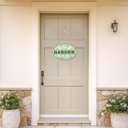 HOURIA 3D Welcome to Our Garden Wood Sign,(11.4”x8”) Gardening Greenhouse Decor, Gardening Sign, Flowers Butterfly Garden Decorations for Outside,Gardening Gifts,Gifts for Plant Lovers