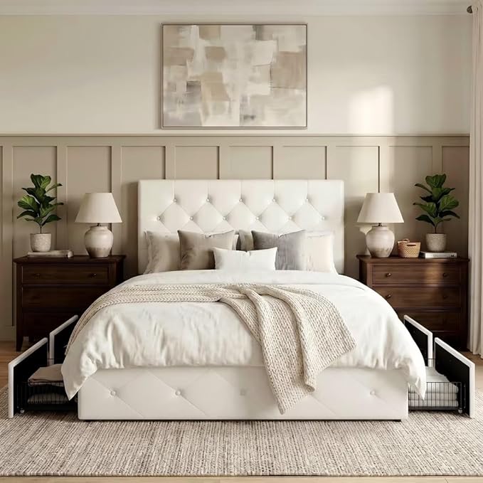 Allewie Upholstered Queen Size Platform Bed Frame