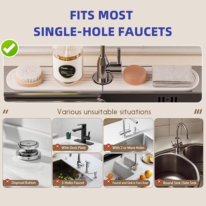 PEKER Faucet Mat for Kitchen Sink 19.7" – Diatomite Fast Drying Stone Sink Tray