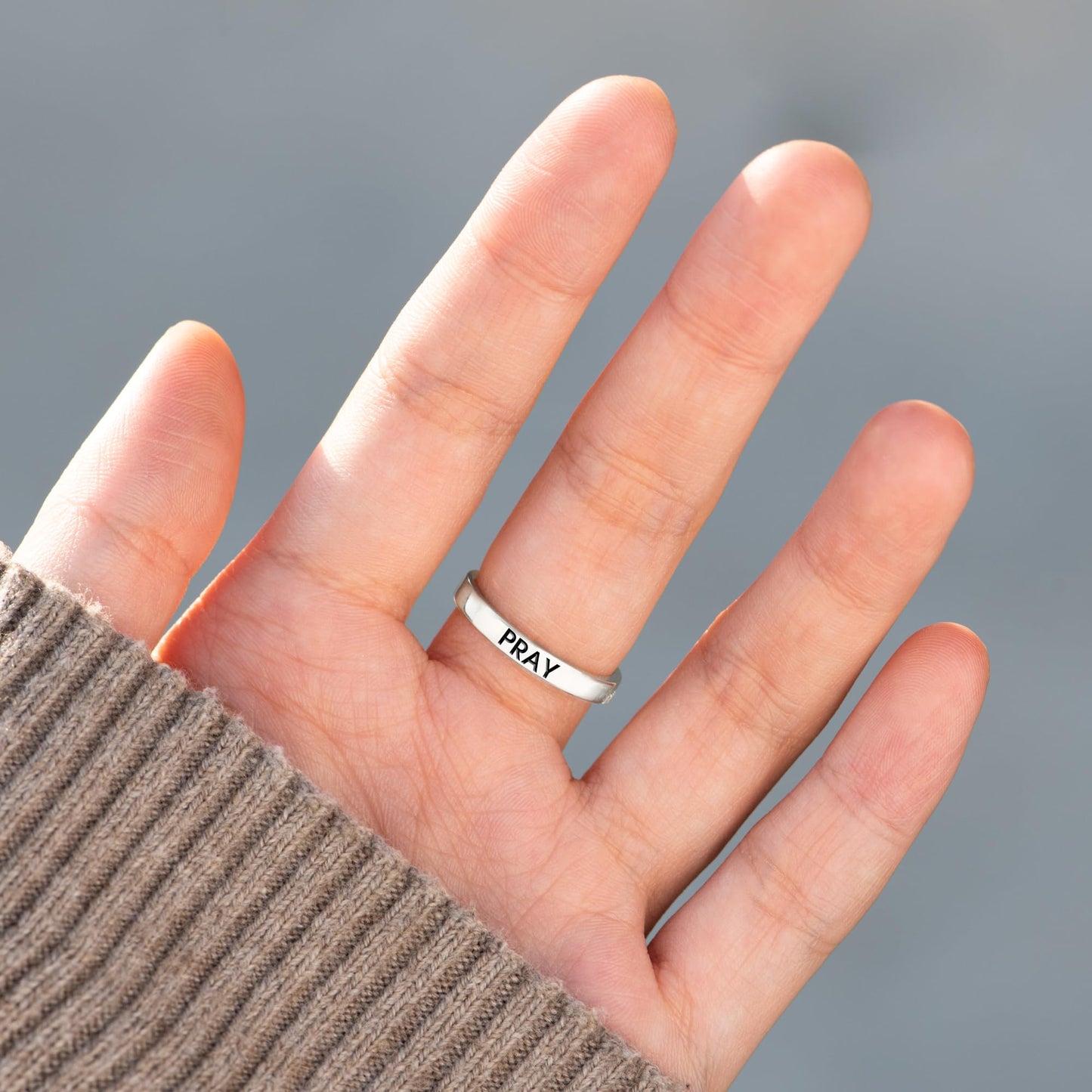 STORYJEWELLERY Religious Rings for Women, Cross Rings for Women, Silver Purity Ring, Christian Ring, Christian Jewelry, Confirmation Gifts, Baptism Gifts, Size 11