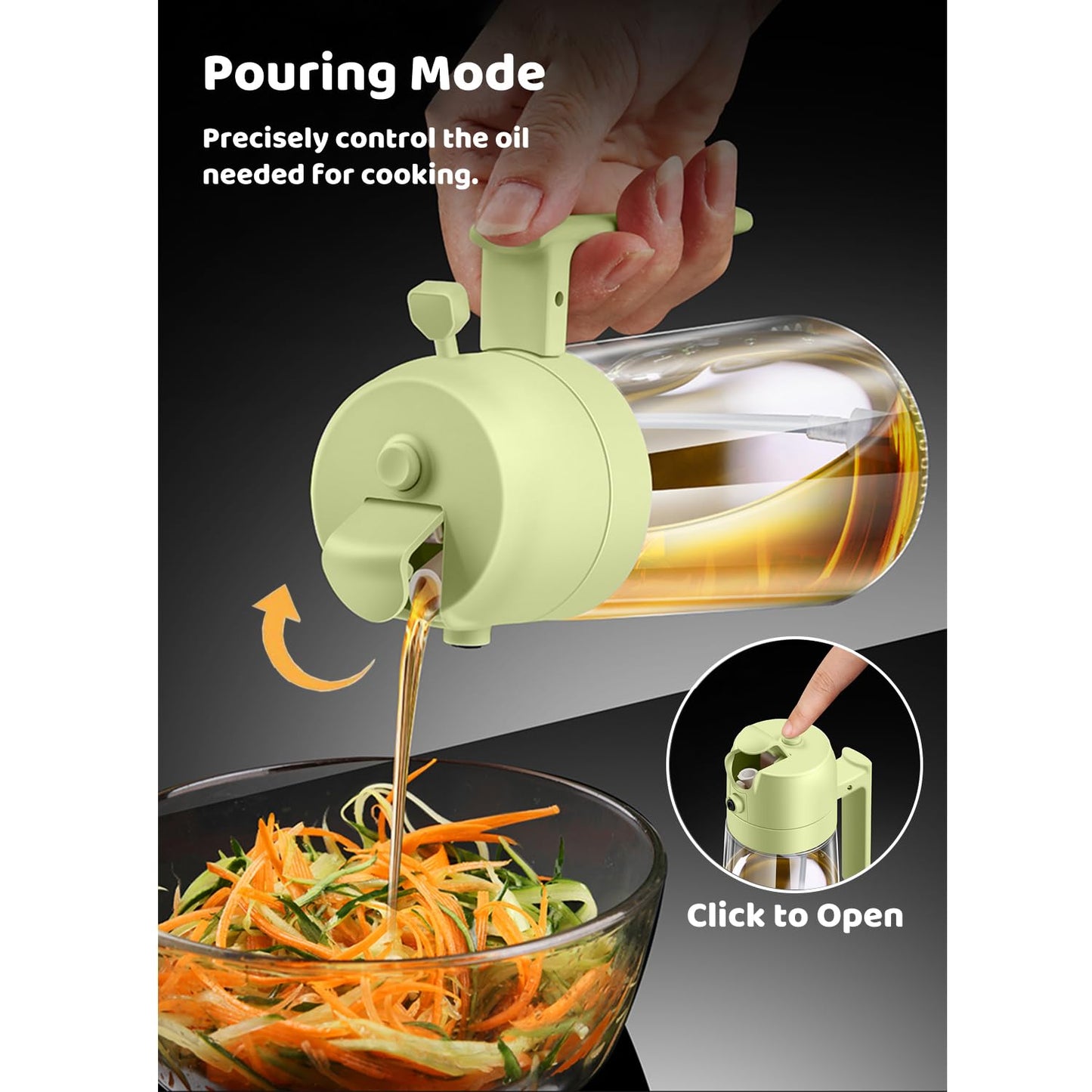 Oil Sprayer for Cooking, Big Capacity 550ml/19oz Oil Sprayer and Oil Pourer for Kitchen, Glass Olive Oil Dispenser Bottle for Cooking, Salad, Barbecue, Air Fryer