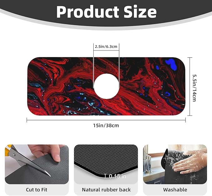 Red marble Kitchen sink faucet pad, strong water absorption, anti slip