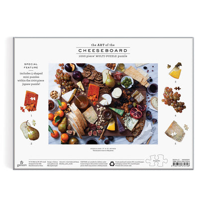 Galison The Art of The Cheeseboard 1000 Piece Multi-Puzzle Jigsaw Puzzle - 5 Mini Shaped Puzzles Within, Beautiful Art by Julie Seabrook Ream, Thick and Sturdy Pieces, Fun and Challenging for Adults