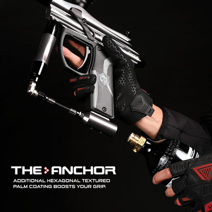 Glove Station Hyper-Fit Tactical Shooting & Work Gloves - Red, Large - 2 Fingerless Design Paintball & Airsoft Gear for Men with Outstanding Grip for Combat, Hunting, Shooting, & Work
