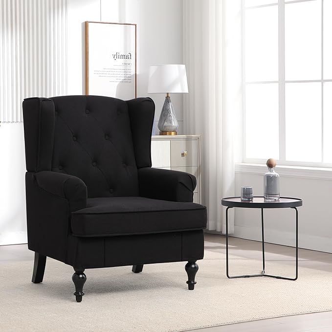 Accent Chair for Living Room, Mid Century Modern Upholstered Armchair, Wingback