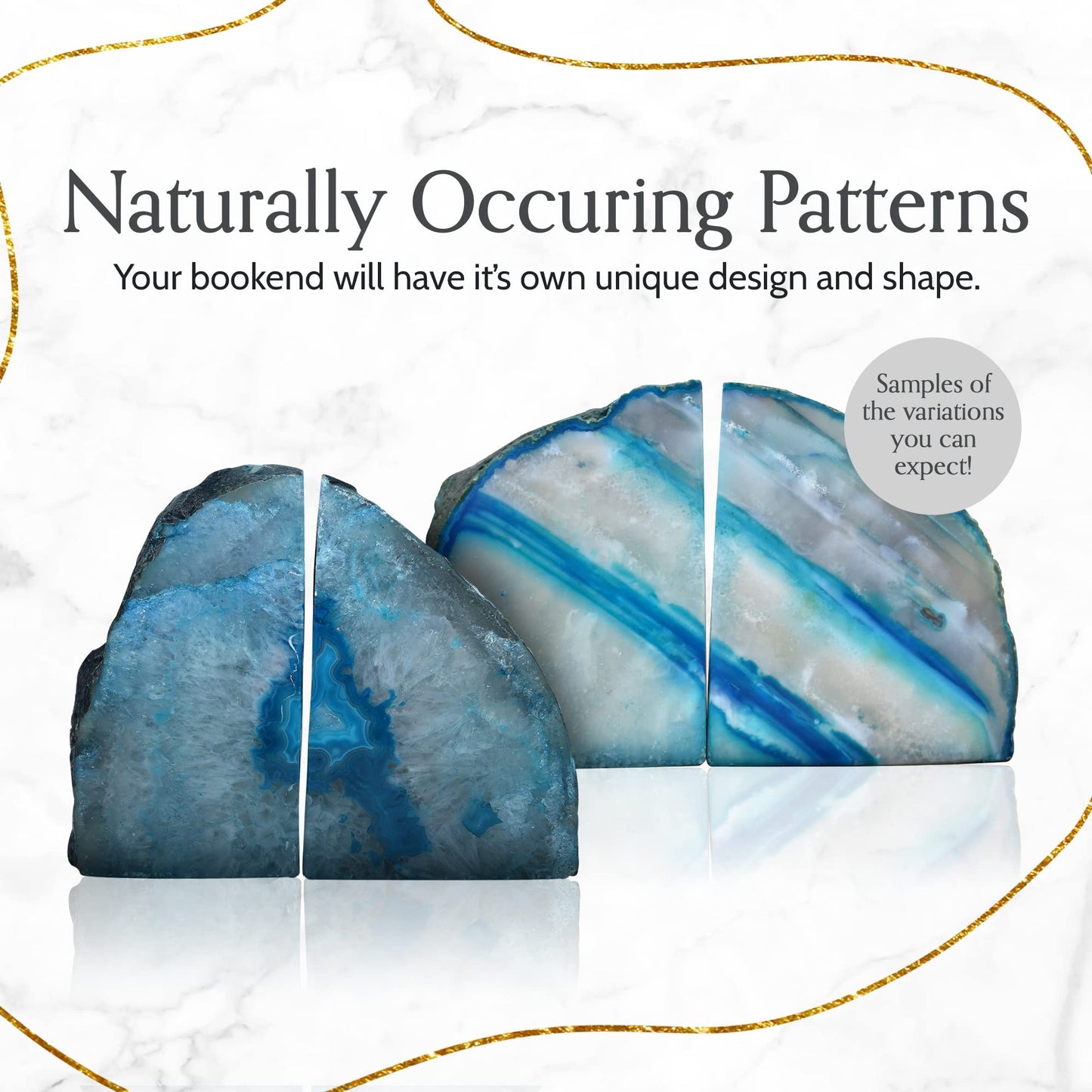 Nature's Decorations Teal Agate Stone Bookends - A-Quality Small Heavy Duty Geode, Turquoise & Aqua Room Decor Accents, Unique Crystal Gift, 1 Pair (2-3 lbs)
