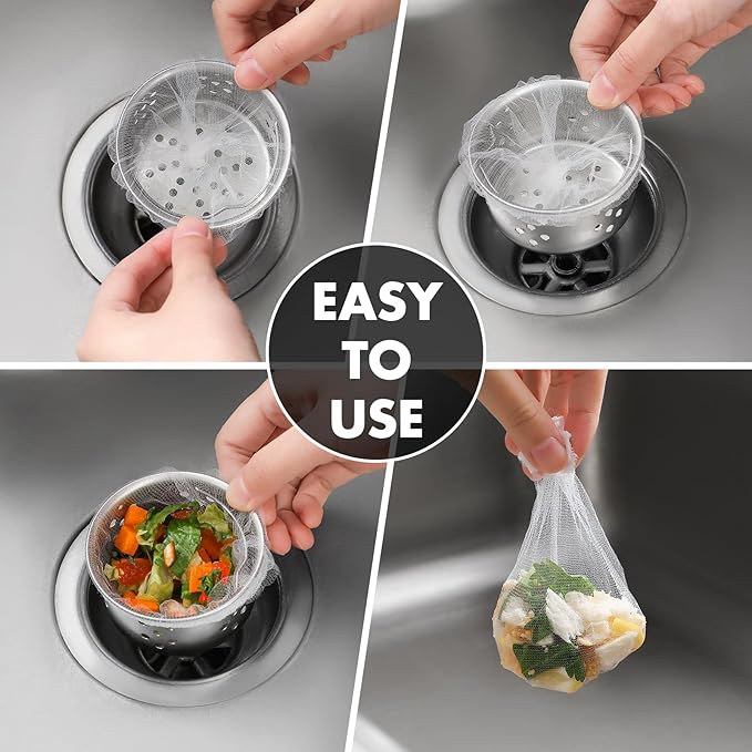 400 Pack Kitchen Sink Strainer Mesh Bag, Anti-Clogging Disposable Sink Drain