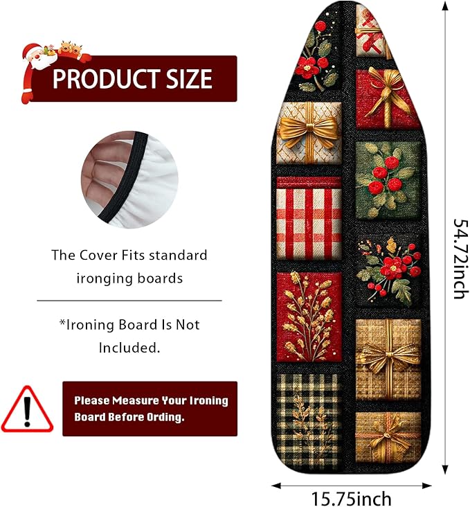 Nuxovilar Ironing Board Cover Winter Gift Boxes Pattern Polyester 15x54 Inches