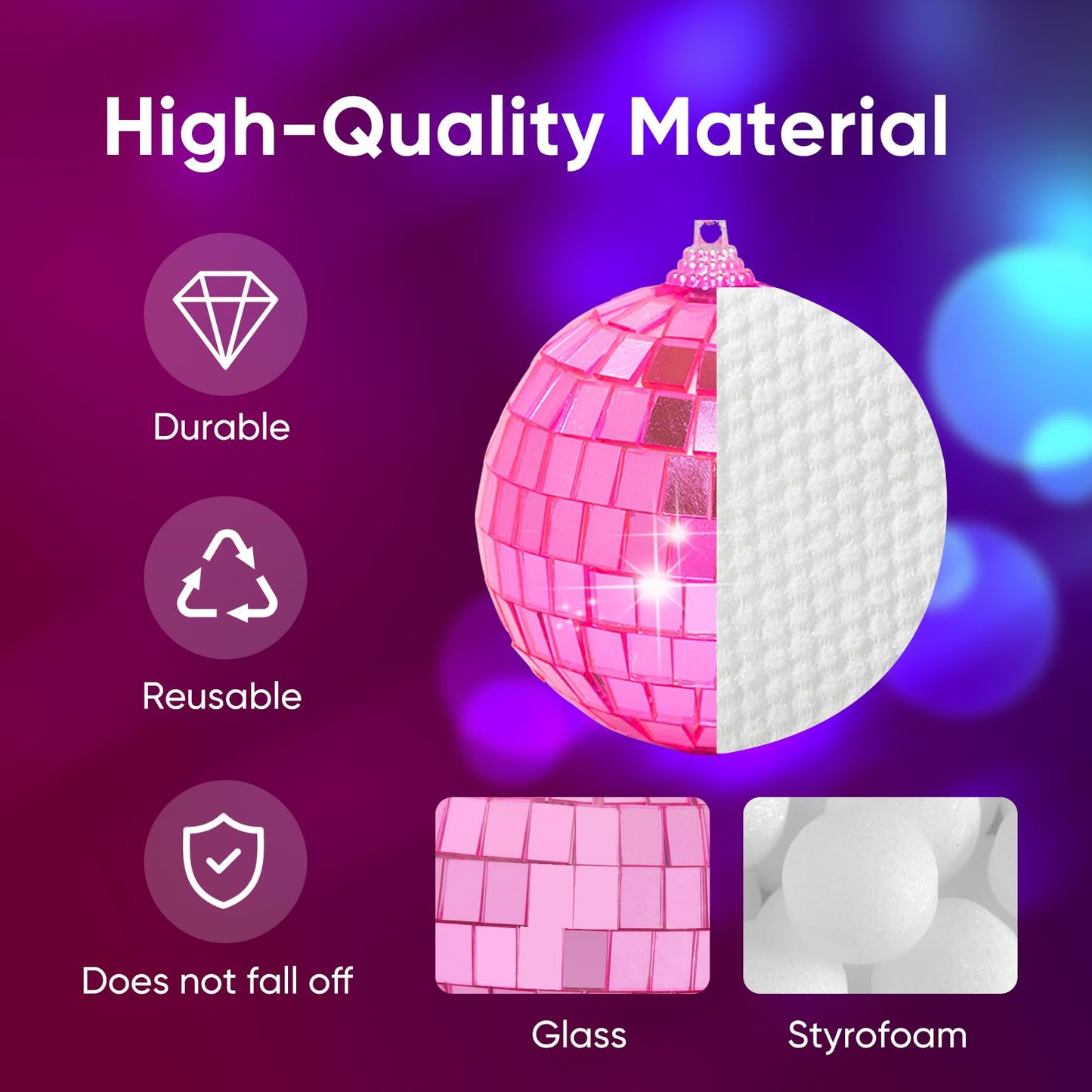 Mini Pink Disco Ball Ornaments: 42 Pack Small Disco Balls Decorations Different Sizes - Pink Disco Party Decorations Bulk for Christmas Tree Cake Room Birthday (1.2 Inch, 2 Inch, 2.4 Inch, 3 Inch)