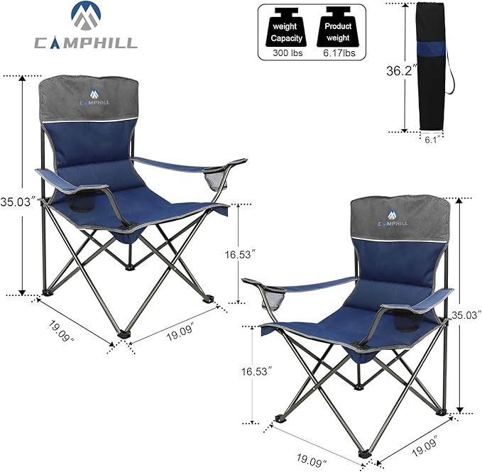 Camping Chair Set of 3, Outdoor Folding Camping Chairs