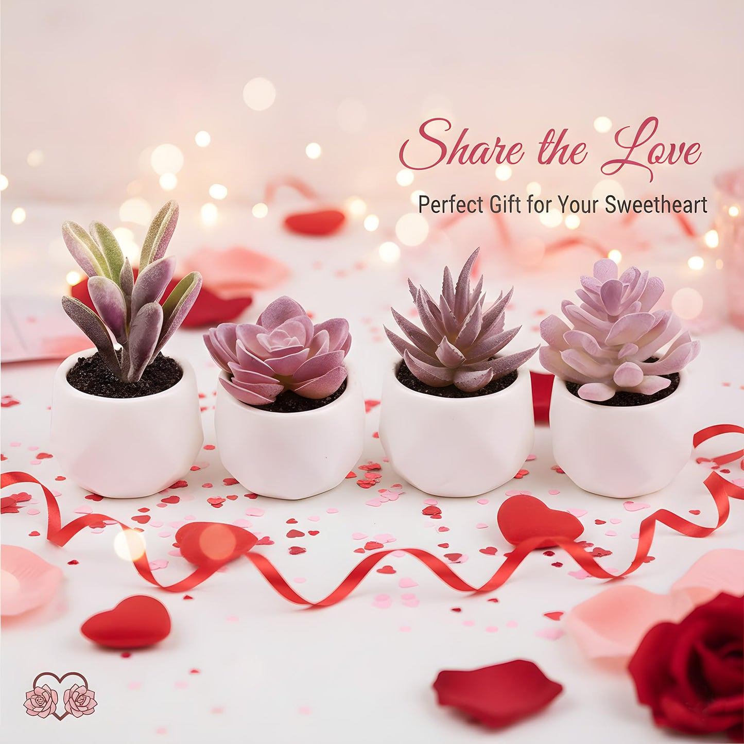 Tiita Purple Artificial Faux Succulents in Pots, Mini Purple Fake Plants for Women Desk, Small Realistic Faux Succulents for Home Office Accessories Window Sill Bathroom Bedroom 4 Set