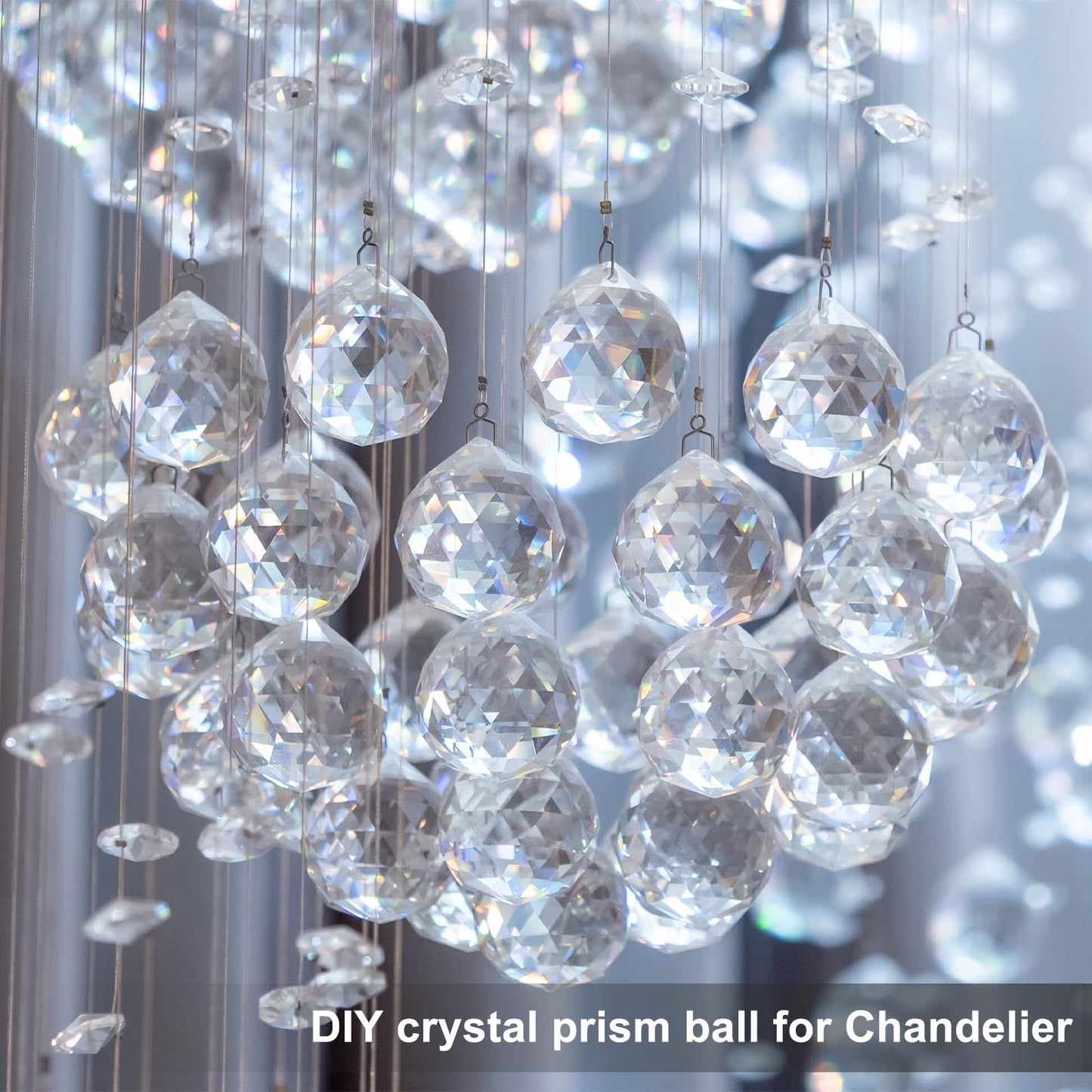 MECCANIXITY 20Pack Crystal Ball Prism, 20mm/0.8" Decorative Ball Sun Shine Catcher Suncatcher Beads for Chandelier Window Wedding Decoration Home Decor, Black