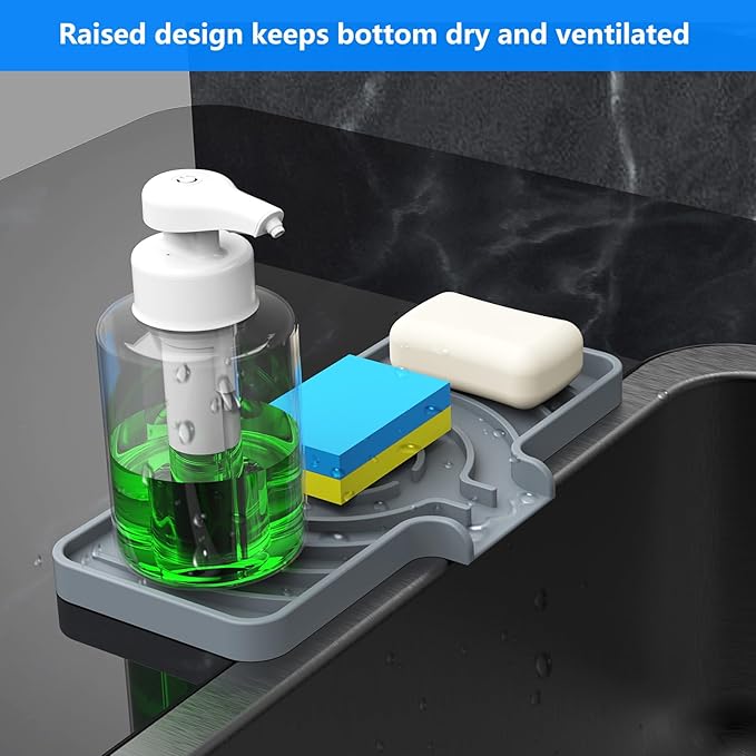 Sponge Holder for Kitchen Sink, Dish Sponge Holder & Soap Tray