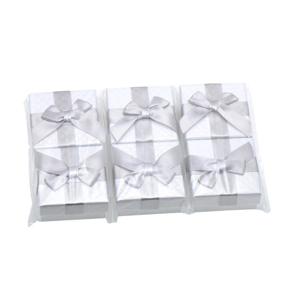 Pearl Miner 2.8 x 2.8 x 1.4 Inches Jewelry Gift Boxes with White Ribbon Bow, 6 Pack