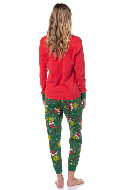 Dr. Seuss How GRINCH Stole Christmas Lights Sleep Pajama Set (Womens', Medium)