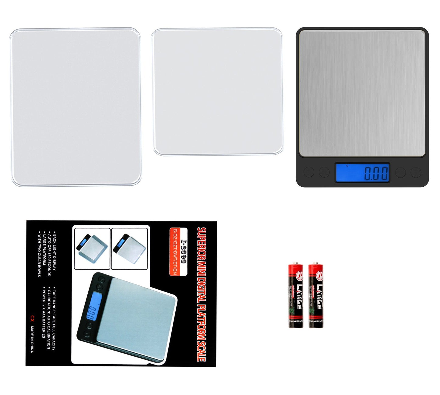 Ascher Electronic Portable Digital Weighing Scale with Back-lit LCD Display 500x0.01g Black
