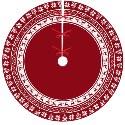 Lizuart Christmas Tree Skirt 48 Inches | Red Xmas Tree Skirt with Rustic Snowflake & Reindeer Pattern, Fits 5 to 7 Foot Trees, Perfect Christmas Decorations for Holiday Trees.