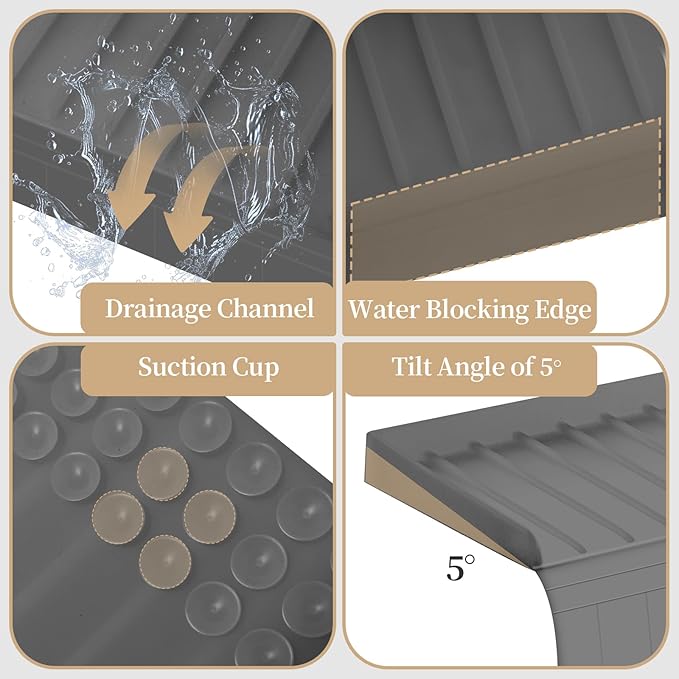Sink Edge Protector with Suction Cup, Silicone Sink Splash Guard