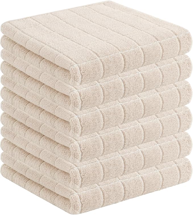 Homaxy 100% Cotton Terry Kitchen Towels, Checkered Designed, Soft and Super