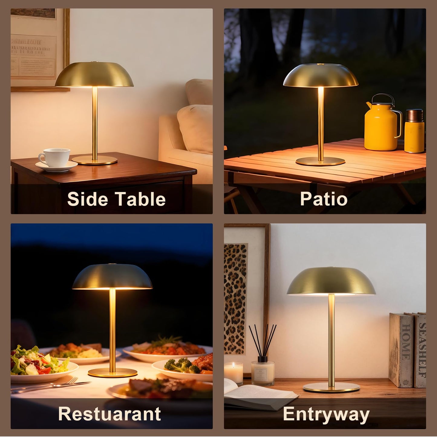 SisiHokai Small Rechargeable Lamp Cordless, LED Touch Battery Operated Table Lamp, Portable, Dimmable, Modern Home Decor, Desk, Bedroom, Bedside, Living Room, Kitchen, Patio, Restaurant, Bar, Gold