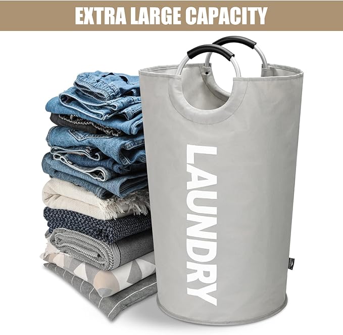 DOKEHOM 90L Large Laundry Basket, Collapsible Laundry Bag, Freestanding Tall