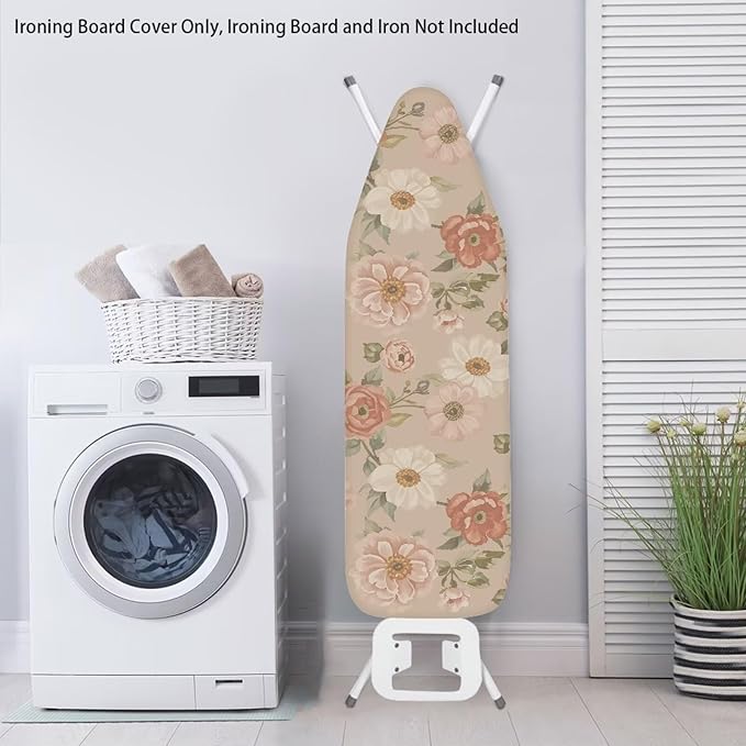 Floral Print Ironing Board Cover, Stretch Scorch Resistant Padding Elastic Edge