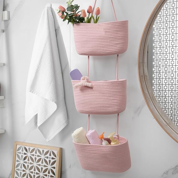 TeoKJ 3-Tier Wall hanging Storage Bags, Over the Door Organizer, Decorative
